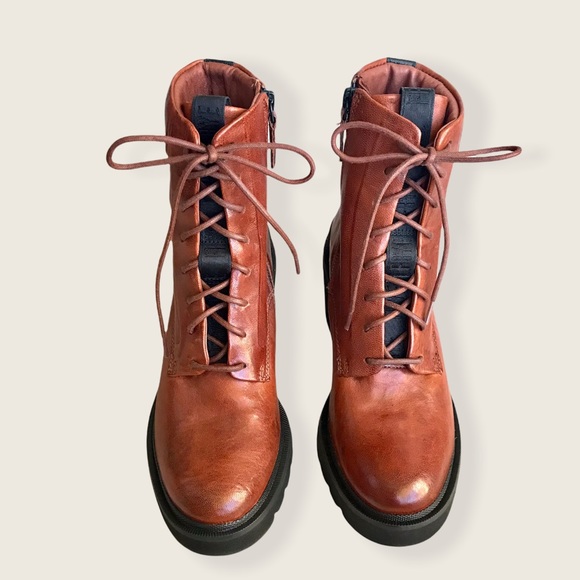 Frye Savannah Cognac Genuine Leather Classic Lace Up Streetwear Combat AnkleBoot - Picture 9 of 16